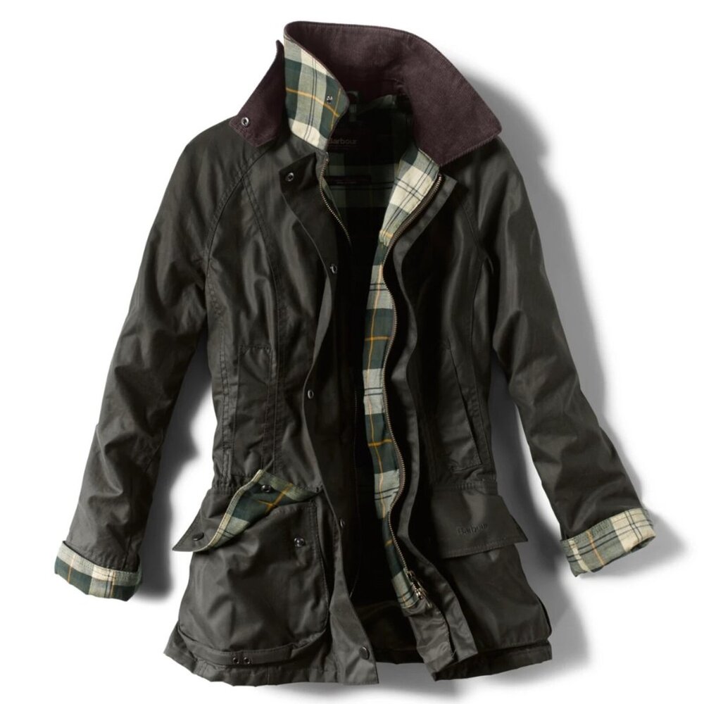 Barbour Beadnell Waxed Cotton Jacket (Sage, 1X)